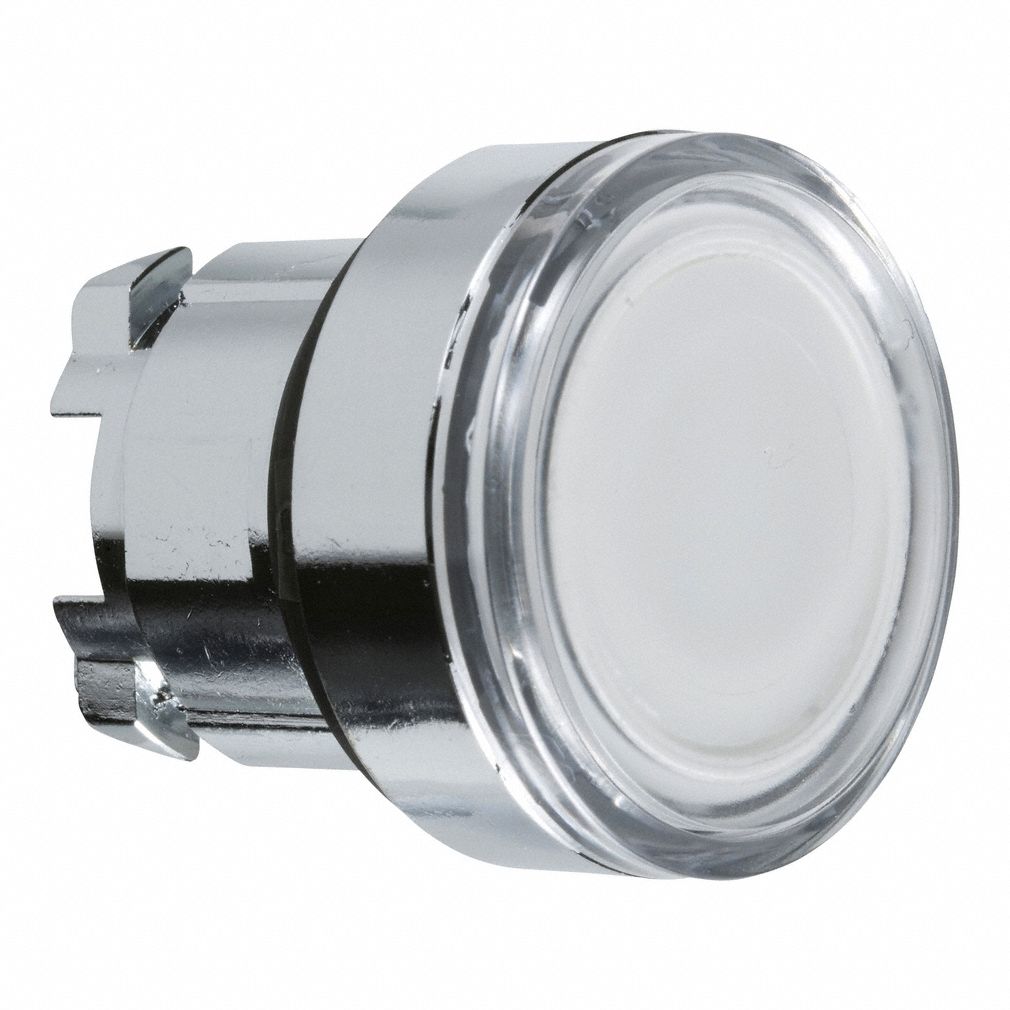 Flush Push Button: White, 22 mm Mounting Size, Metallic, Momentary