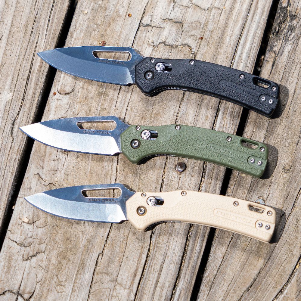 Knife Drop Point Blade Moss Green Handle