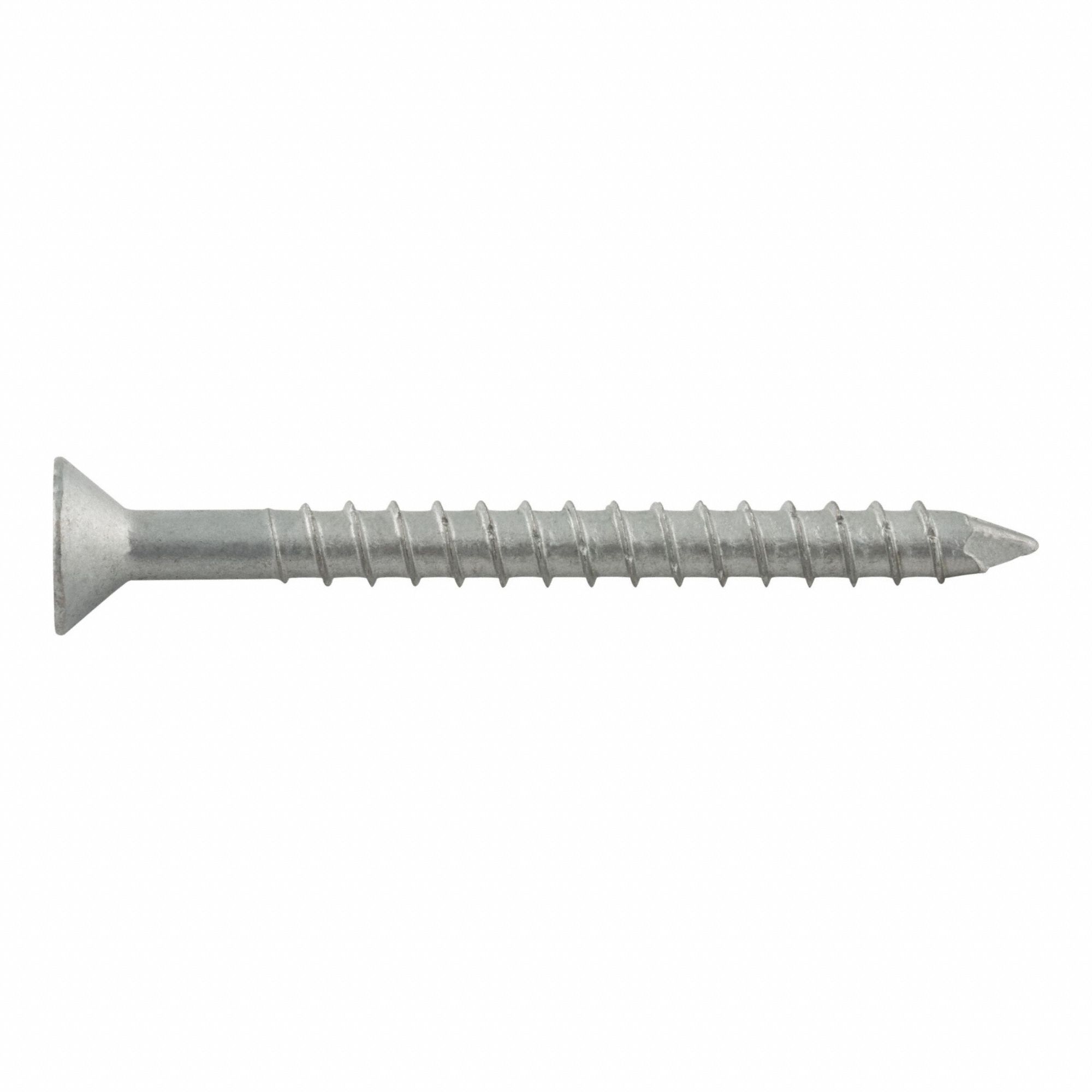Screw Anchor: 5 in Overall Lg, 7/32 in Dia, Stainless Steel, Zinc-Plated, Torx, Flat, 100 PK