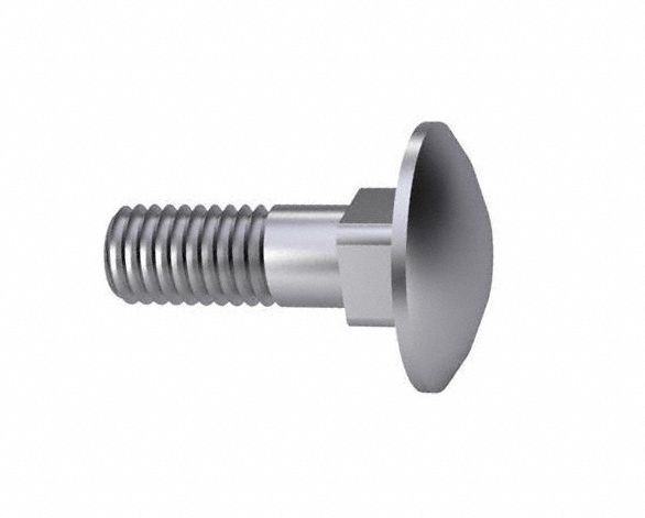 Carriage Bolt: Square Neck, 1/2"-13 Thread Size, 6 in lg, Stainless Steel, 18-8, Plain, 10 PK