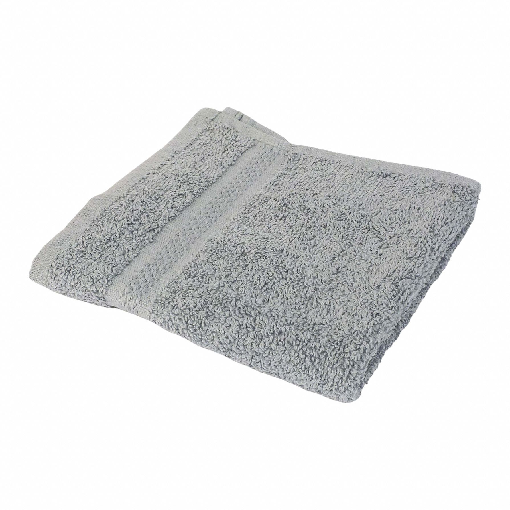 Wash Cloth: Gray, 13 in Overall Lg, 13 in Overall Wd, 1-1/2 lb/dozen, 100% Cotton Material