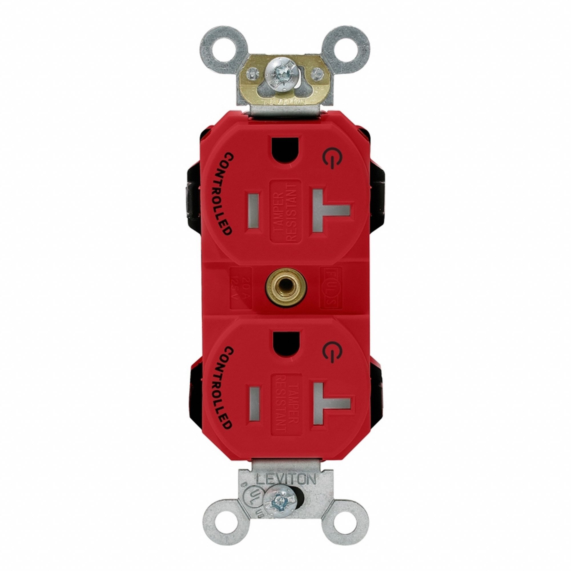 Lev-Lok Rec 20A 125V TR 2Mrk-Ctrl Red