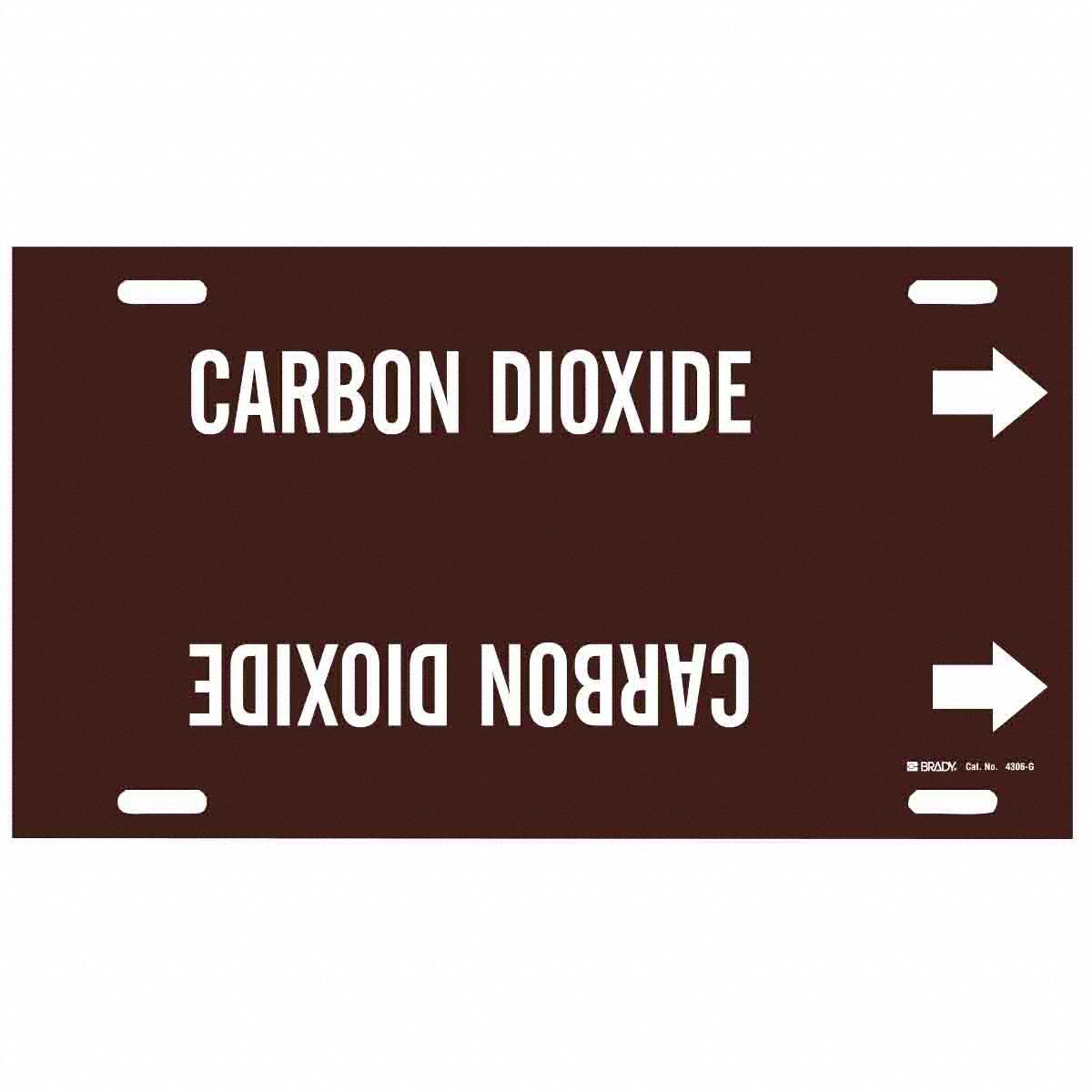 Pipe Marker: Carbon Dioxide, Brown, White, Fits 8 to 9 7/8 in Pipe O.D., 1 Pipe Markers, With Arrows
