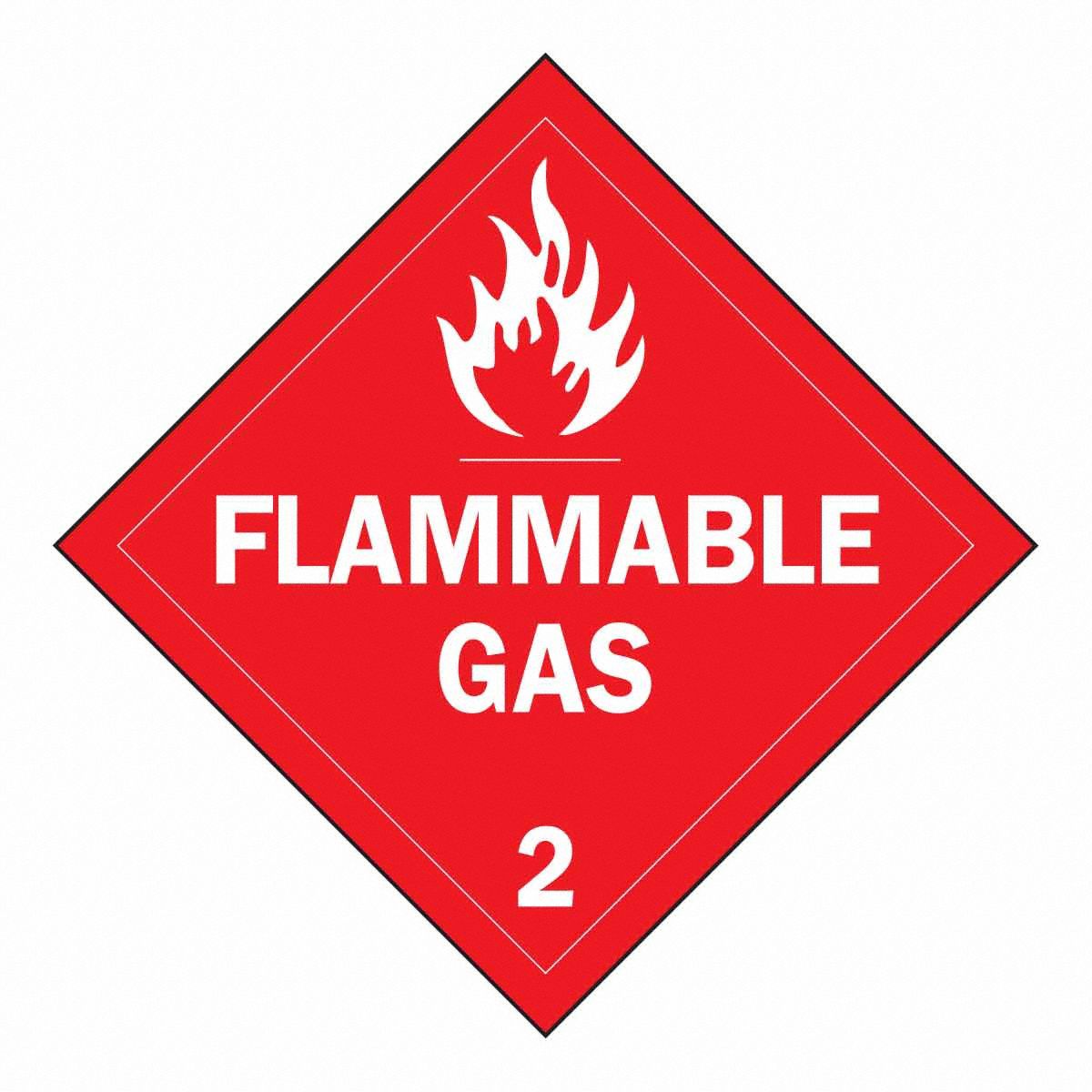 DOT Container Placard: Flammable Gas 2, 10 3/4 in x 10 3/4 in, 10 3/4 in Label Ht, Vinyl