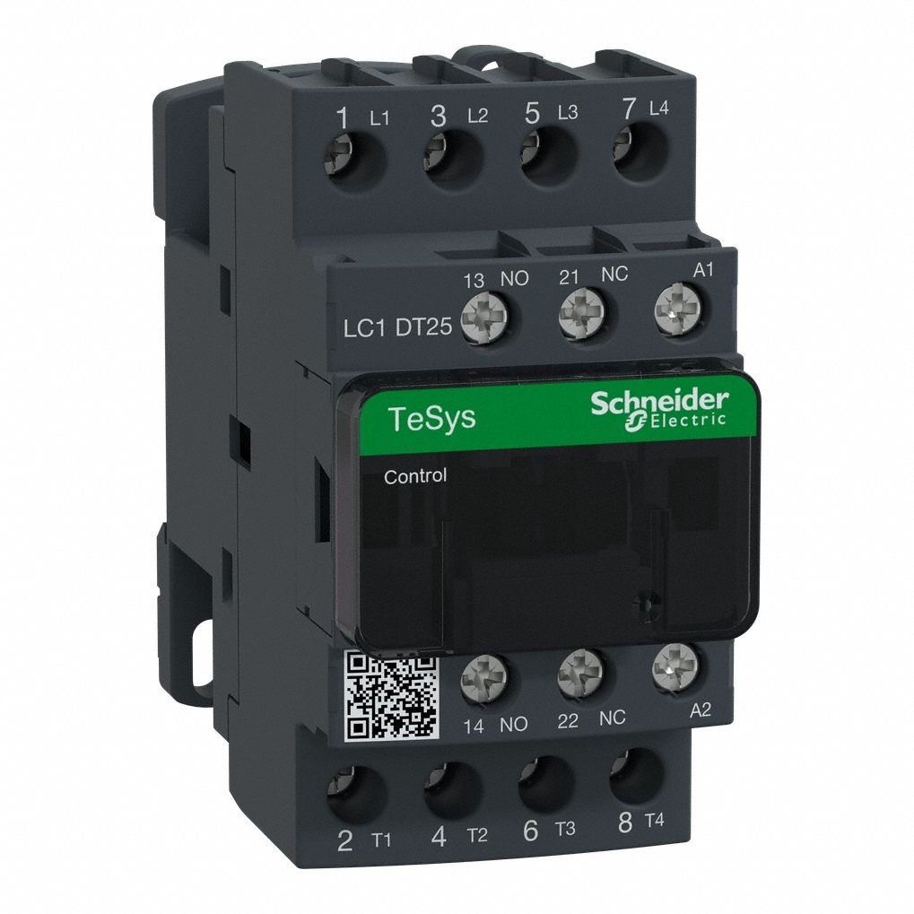 IEC contactor: Non-Reversing, 4 Poles, 4NO Contacts, 25 A, 208V AC Coil, 1NO/1NC