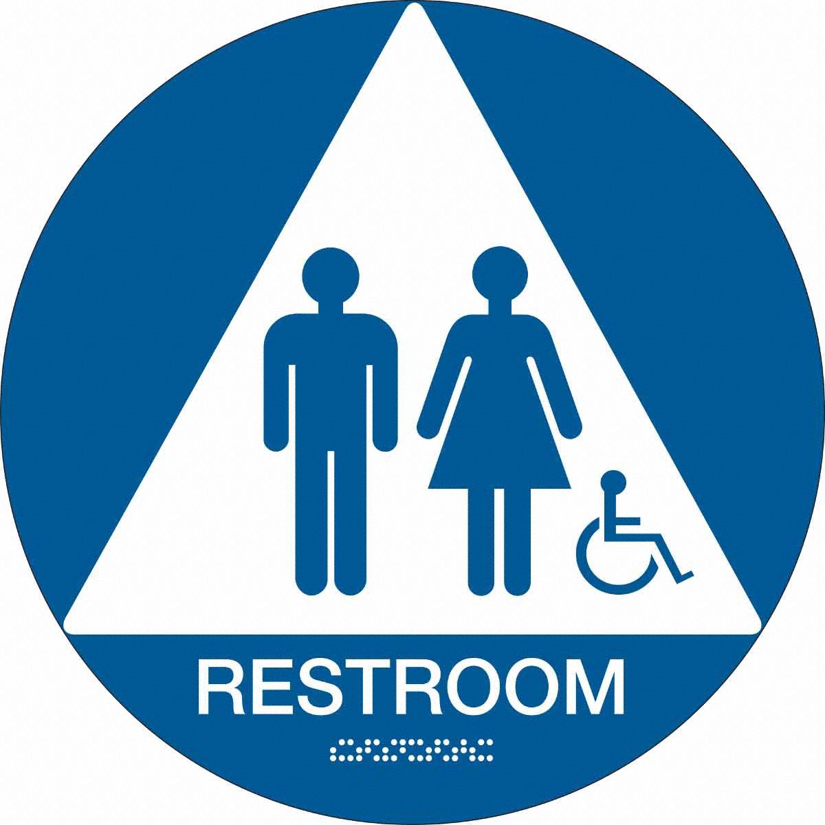SIGN CA RESTRM UNISEX/GRP 12 DIAM BLU/WT