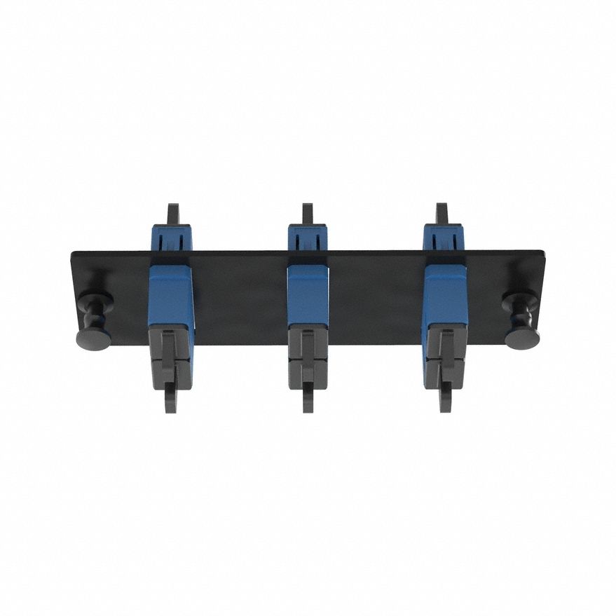 Fiber Optic Adapter Panel: Single Mode, OS2, 3 Fiber Ports, SC, UPC, Duplex, Blue, Opticom