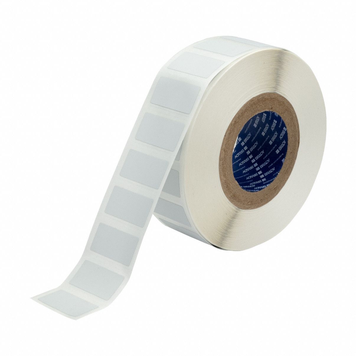 Pre-Cut Label Stock Roll: 1 in x 2 in, 1 in, Polyester, Halogen-Free/Metal Detectable, Silver