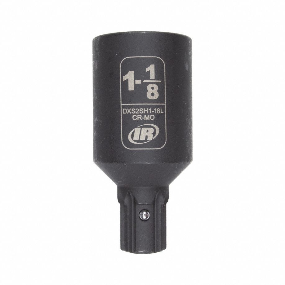 Impact Socket: SAE, 1 1/8 in Socket Size, 6-Point, Deep, 2 61/64 in Overall Lg