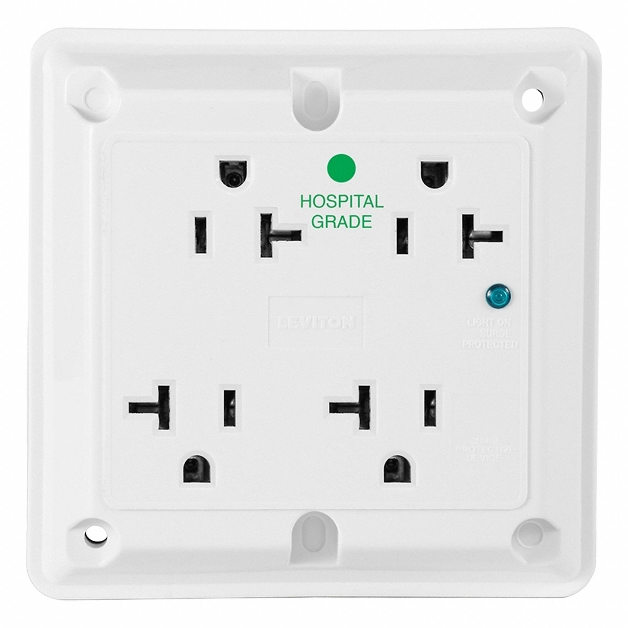 Quadruplex Receptacle Outlet: Quad, 5-20R, 20 A, 125V AC, White, Screw Terminals