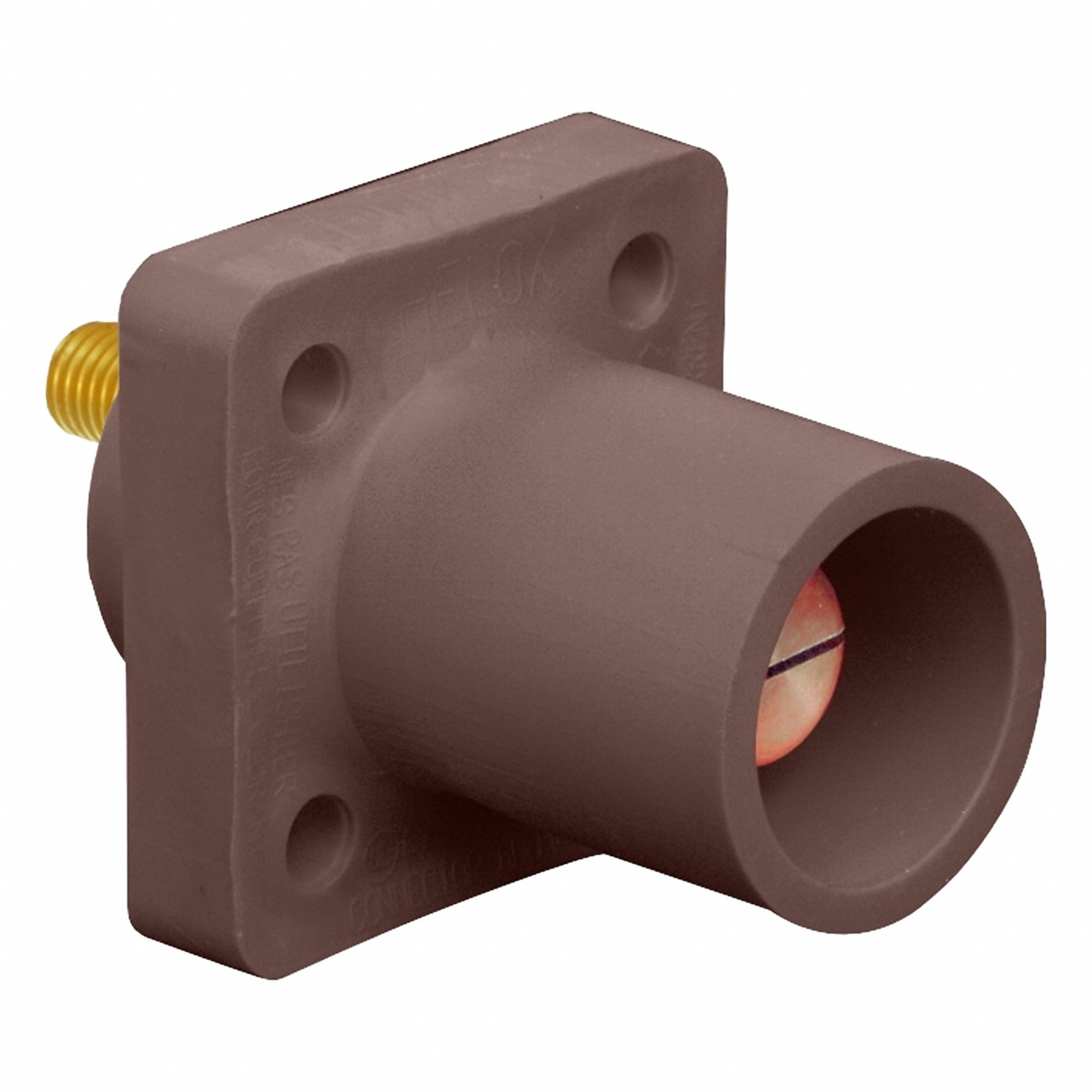 Single Pole Receptacle: For Female Connectors, 400 A, Straight, Brown, Square, Threaded Mounting
