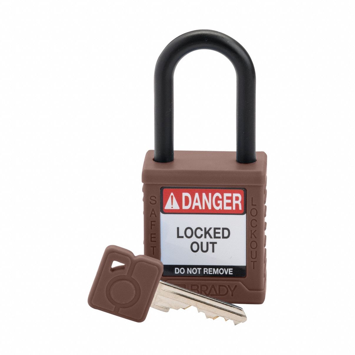 Lockout Padlock: Keyed Different, Nylon, Std Body Body Size, Plastic, Std, Brown, 1 Pack Size