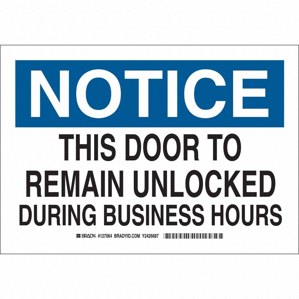 B302 7X10 BLK/BLU/WHT NOTICE THIS DOOR