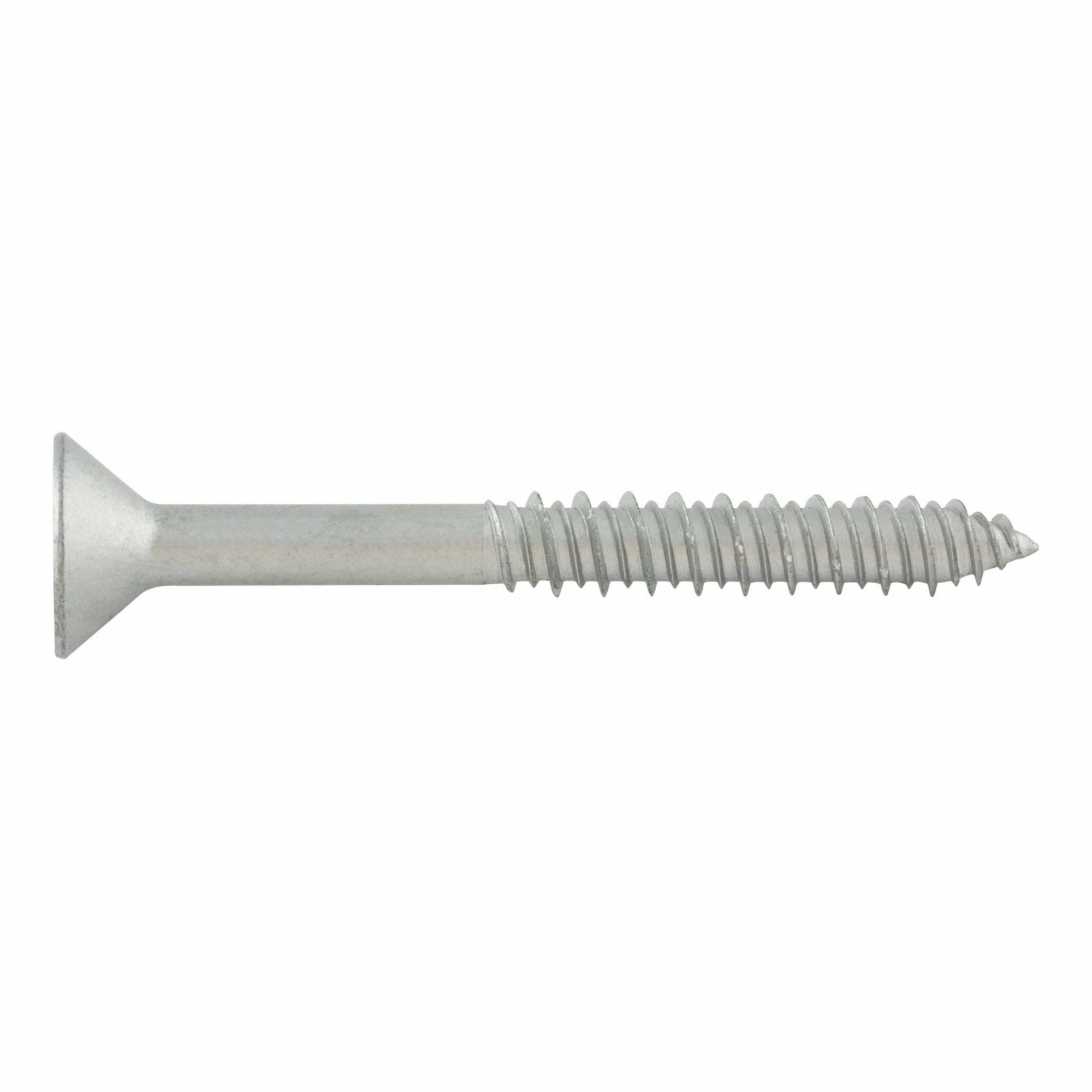 Screw Anchor: 4 in Overall Lg, 1/4 in Dia, Steel, Zinc-Plated, Torx, Flat, Steel, 50 PK