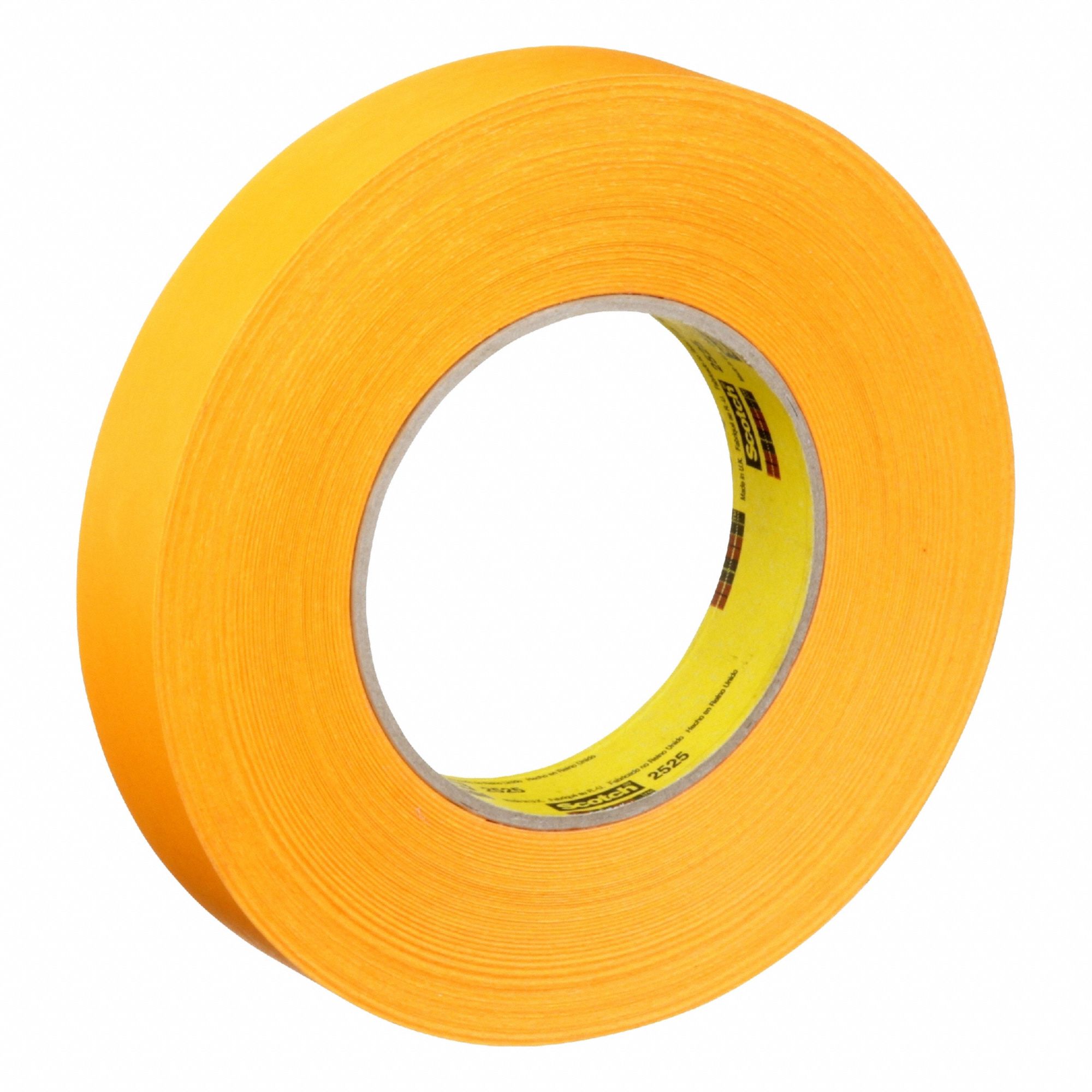 Painter's Tape: 15/16 in Wd, 60 yd Lg, 9.5 mil Thick, Orange, Kraft Paper, Rubber, Indoor, 36 PK