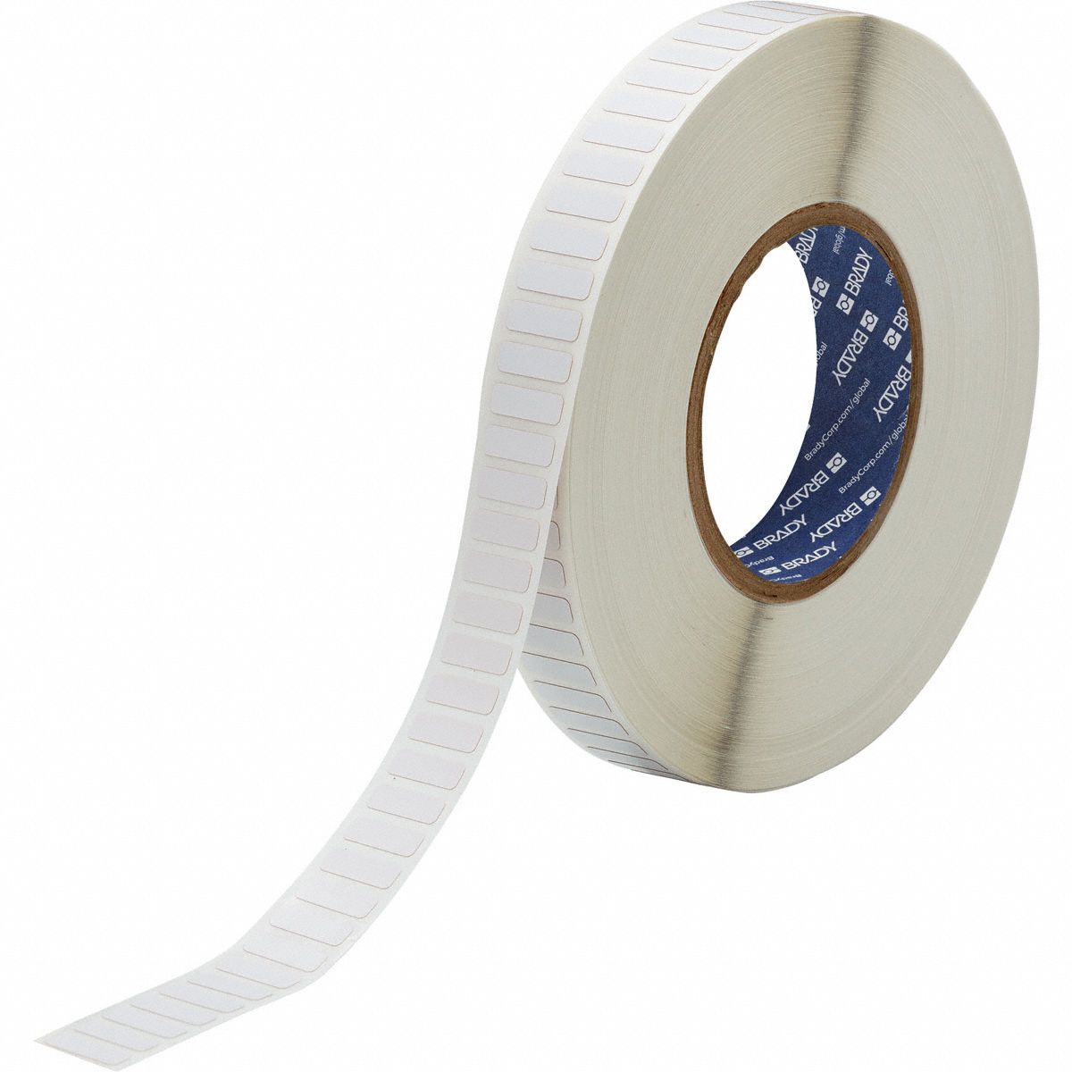 Pre-Cut Label Stock Roll: 1/4 in x 3/4 in, 1/4 in, Polyimide, White (Matte), 10, 000 Labels per Roll