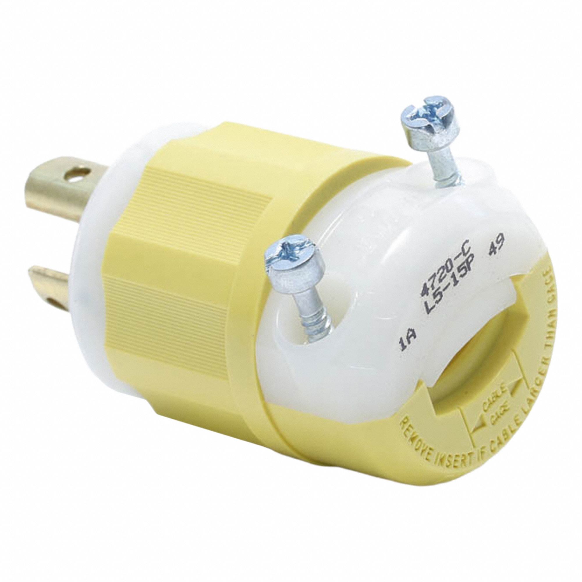 LEVITON, L5-15P, White/Yellow, Locking Plug - 401MX5|4720-CY - Grainger