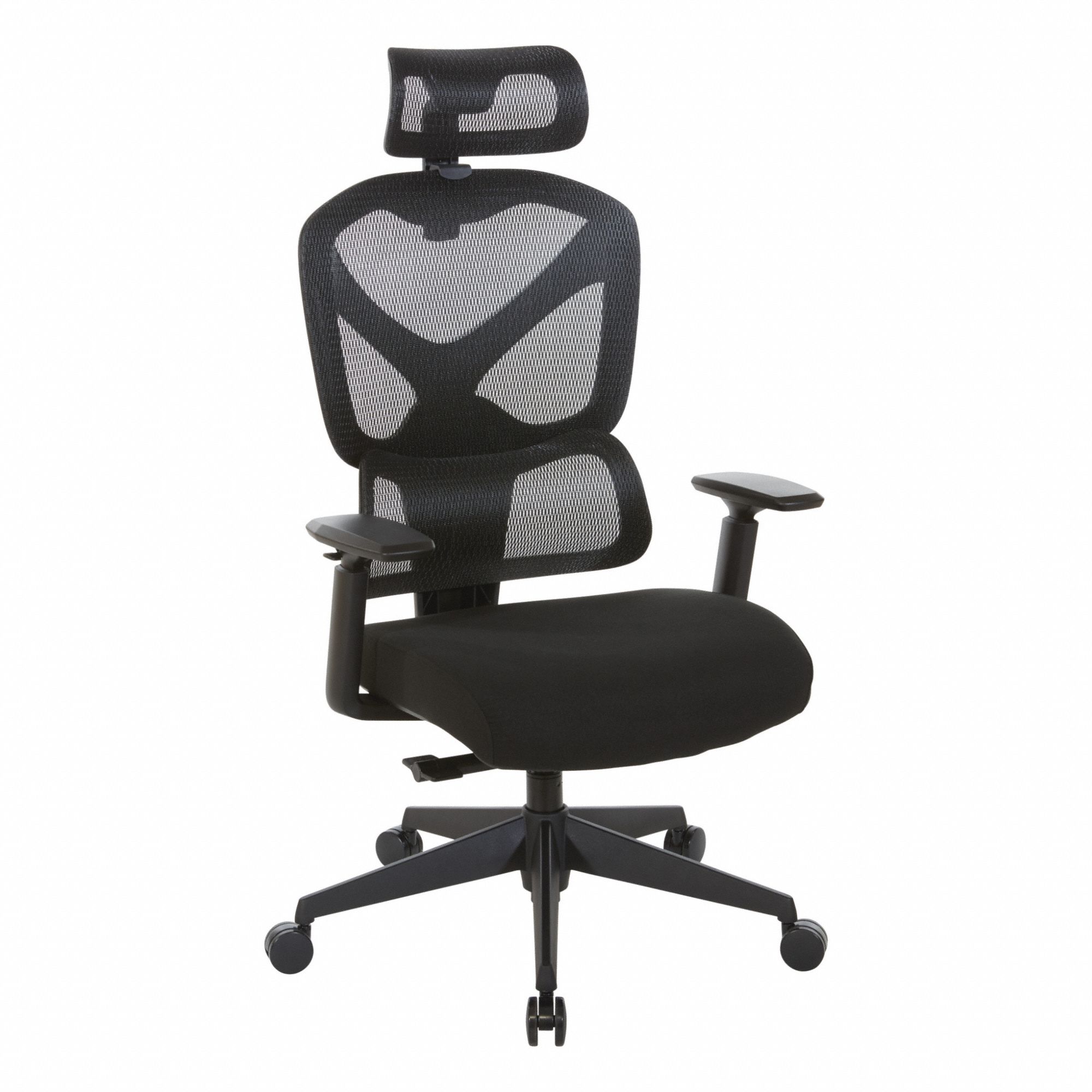 Office Chair: Work Smart, Black, Fabric & Mesh Material, 23 in Back Ht, Swivel