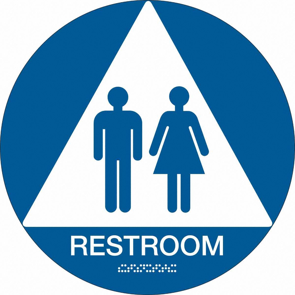 SIGN CA RESTRM UNISEX 12 DIAM BLU/WHT