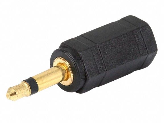 Audio Adapter: (1) 3.5 mm Mono Male x (1) 3.5 mm Stereo Female Adapter, Black