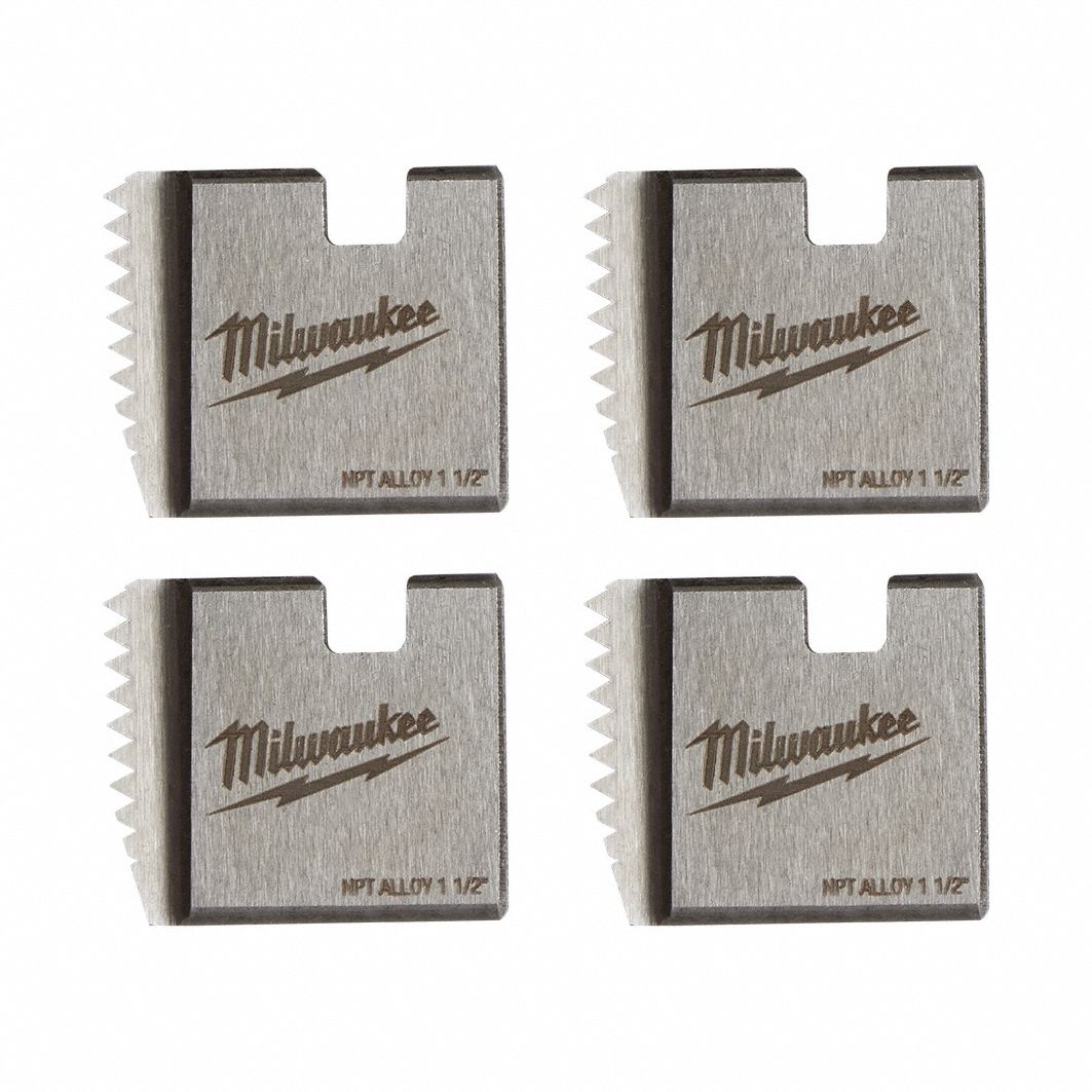 Pipe Threading Die Head: 1 1/2 in Pipe, NPT, Right Hand, Alloy Steel, 4 No. of Dies, 4 PK
