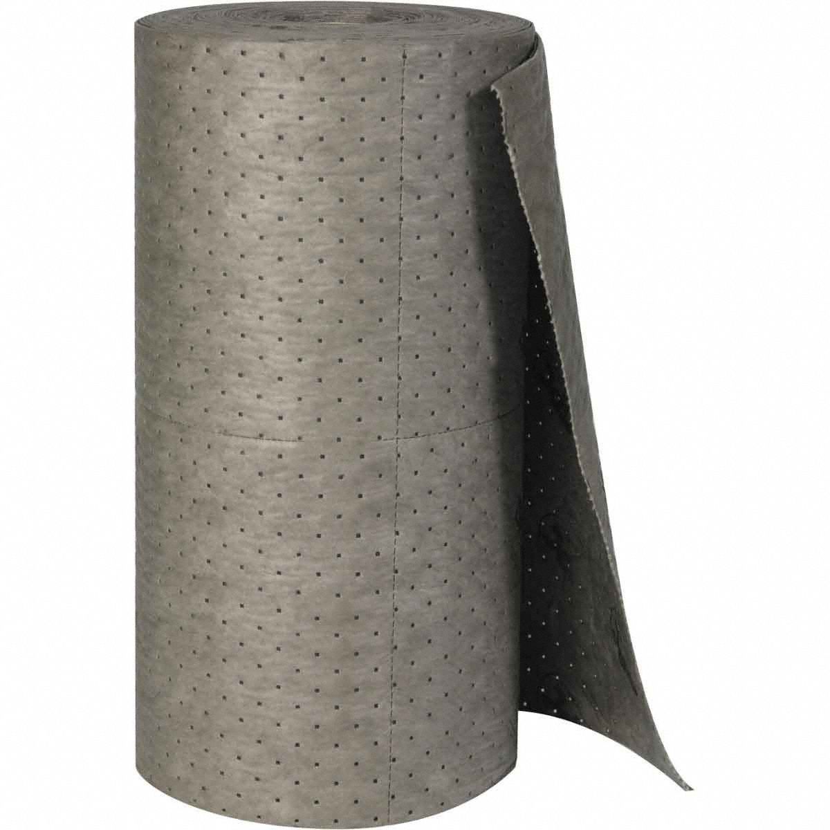 Absorbent Roll, Chem/Hazmat, Gray, 150 ft.L
