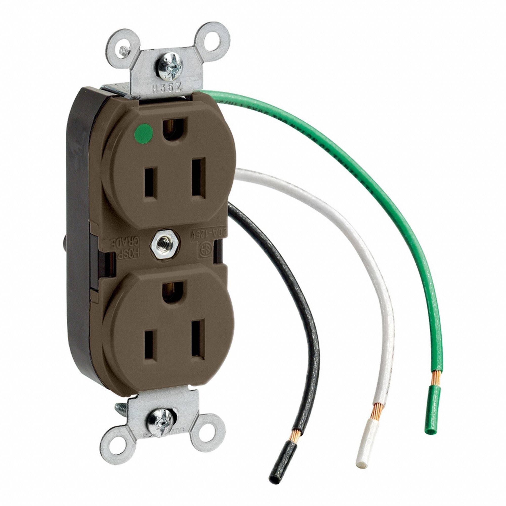 Leaded Dup Rec HG 15A 125V Self-Gr Brn