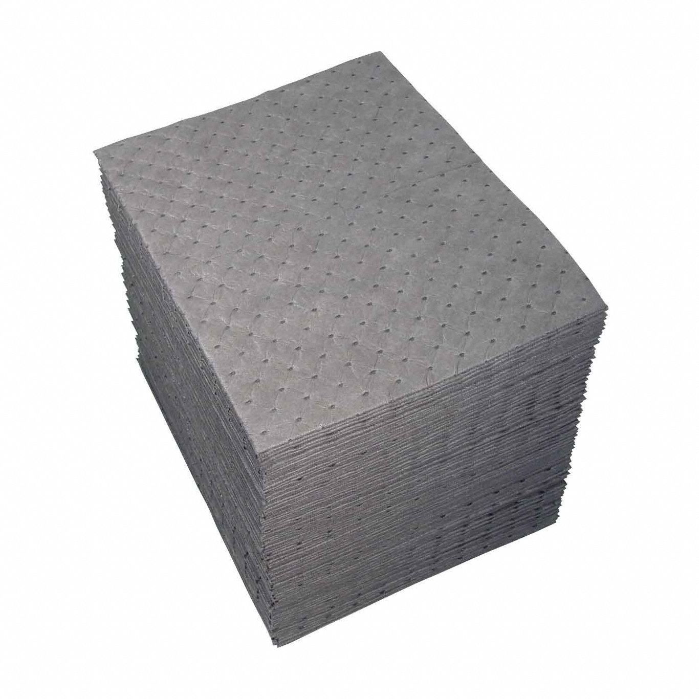Sorbent Pad: 37 oz Volume Absorbed Per Pad, Polypropylene, Perforated, 100 PK