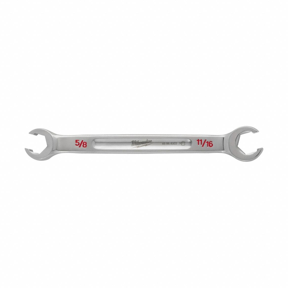 Flare Nut Wrench: Chrome Vanadium Steel, Chrome, 5/8 in_11/16 in Head Size