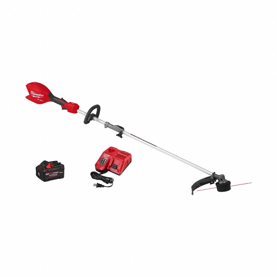 Battery-Powered String Trimmer Kit: 16 in Cutting Wd, Straight Shaft, 70-1/2 in Shaft Lg