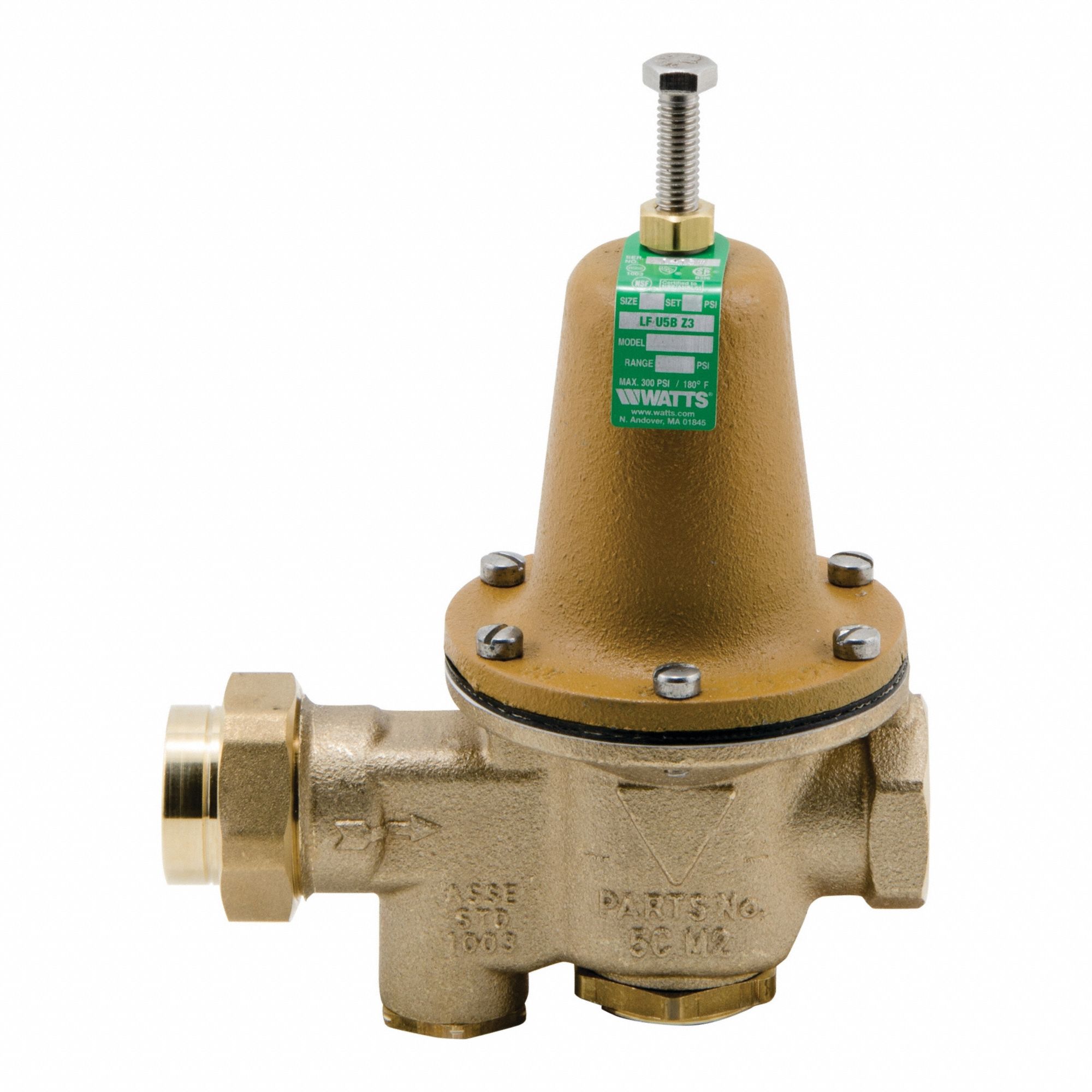 Water Pressure Reducing Valve: NPT x NPT, 1 1/2 in Pipe Size, Copper Silicon Alloy, NPT x NPT