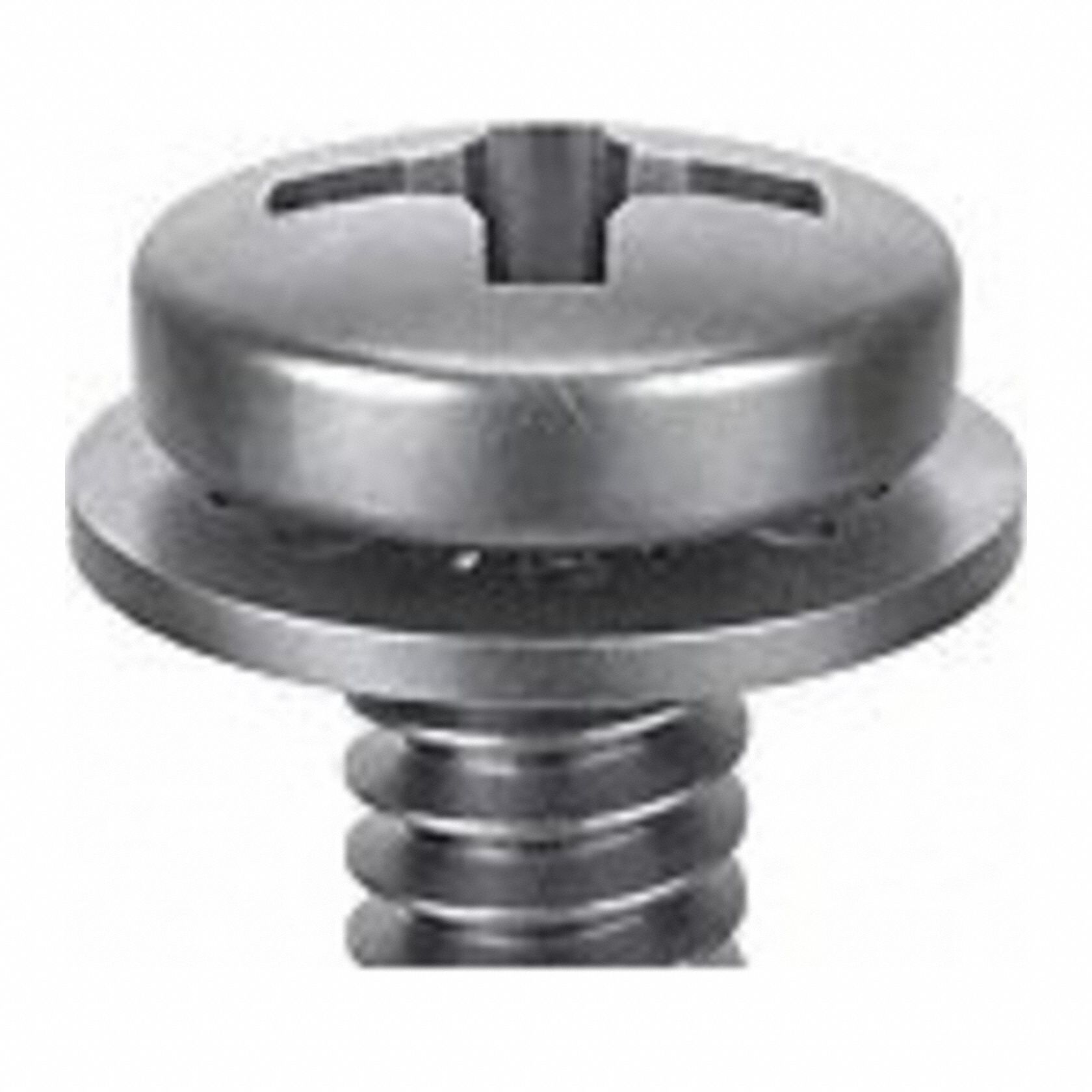 SEMS Screw: Internal Tooth, #4-40 Thread Size, 1/8 in Lg, Stainless Steel, Passivated, Pan, 50 PK