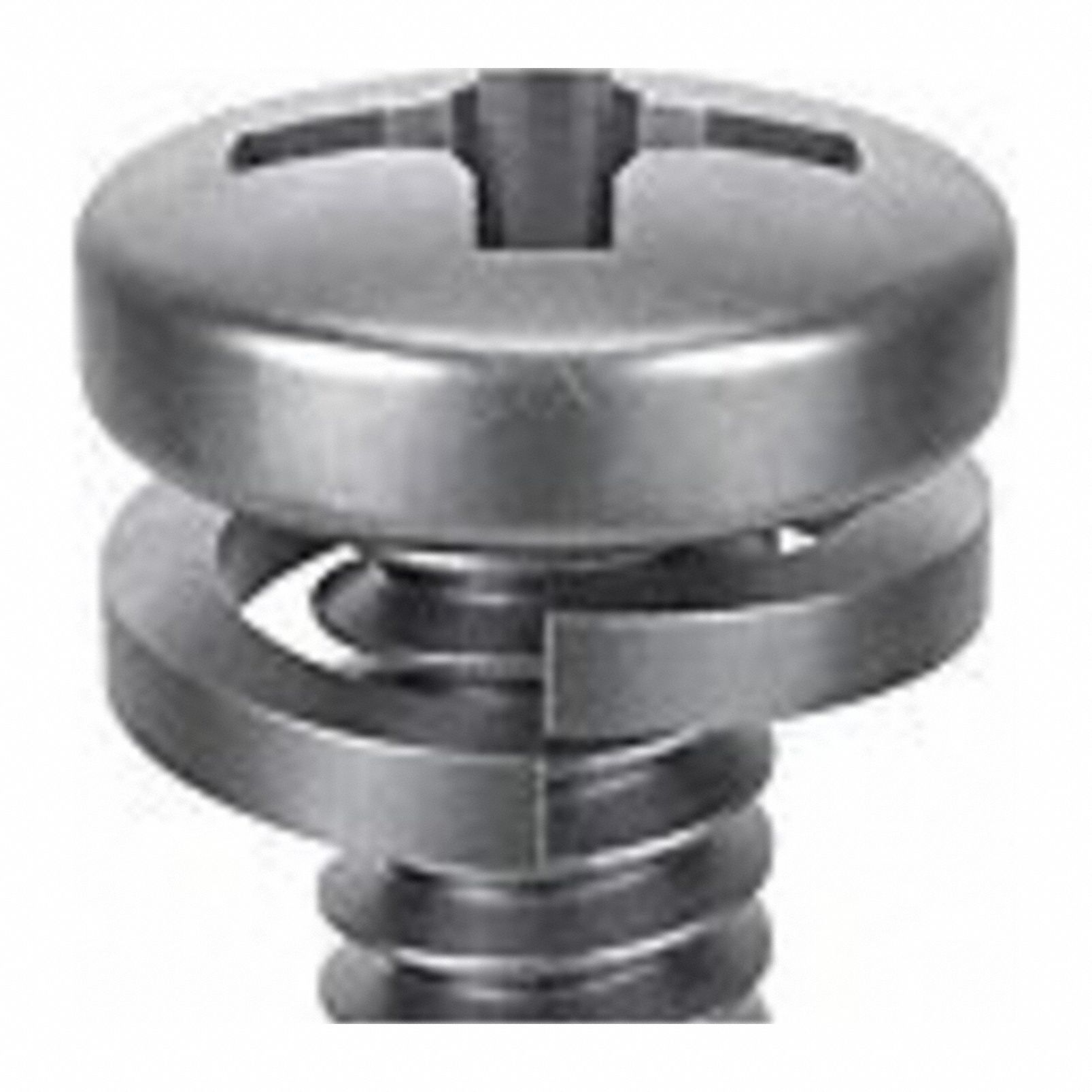 SEMS Screw: Split Lock, #6-32 Thread Size, 7/16 in Lg, Stainless Steel, Passivated, Pan, 25 PK
