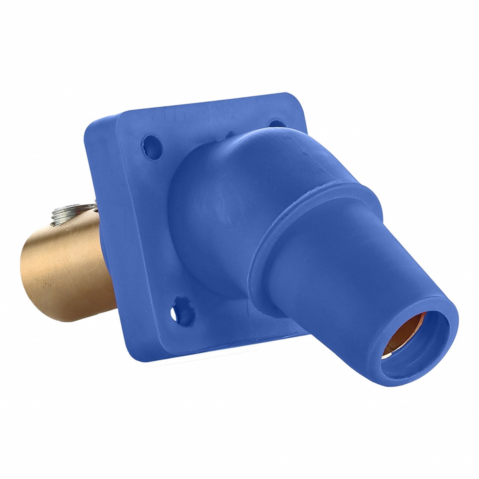 Single Pole Receptacle: For Male Plugs, 400 A, Angled, Blue, Square, Threaded Mounting