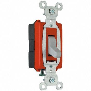 Wall Switch: Toggle Switch, Single Pole, Gray, 20 A, 120/277V AC, Screw Terminals