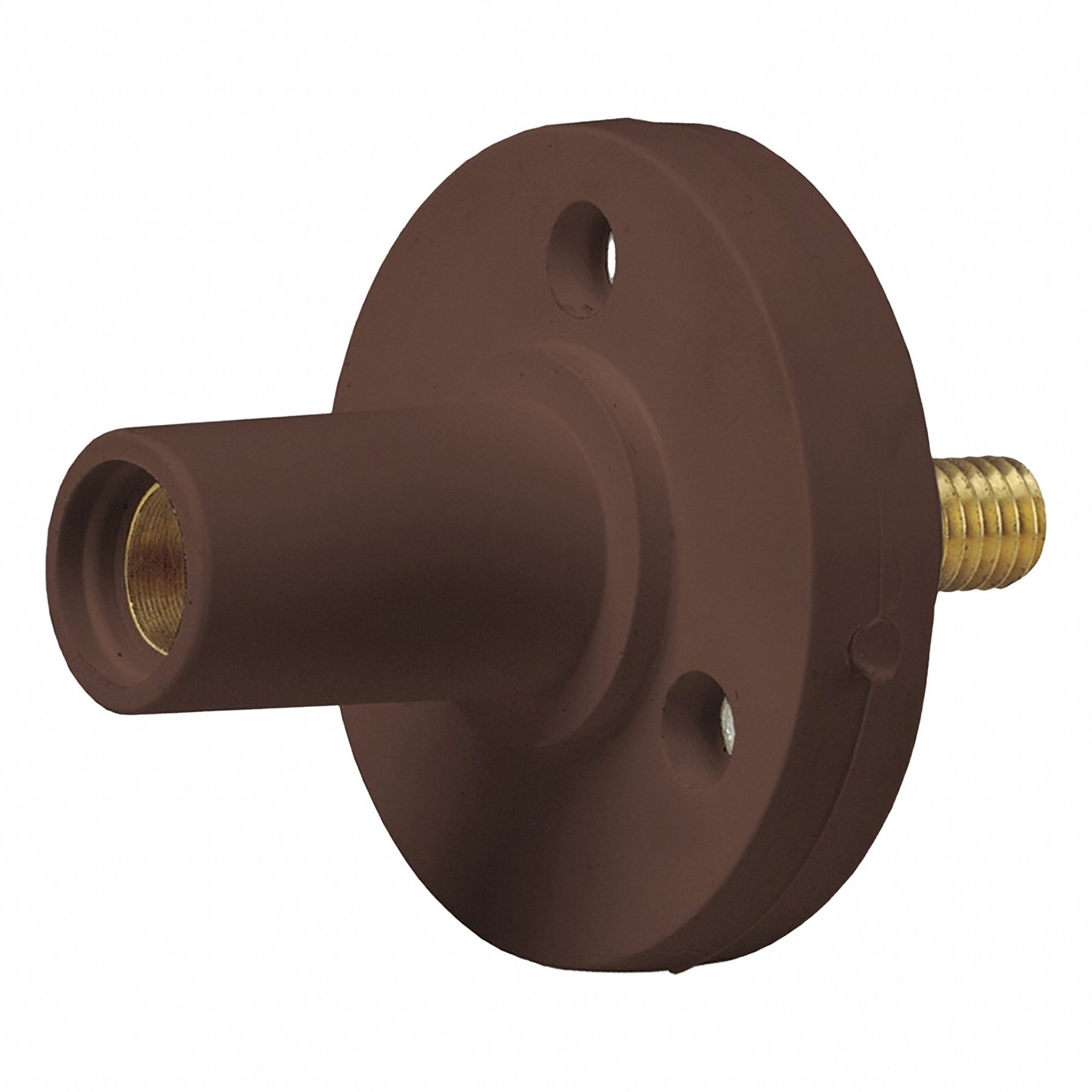 Single Pole Receptacle: For Male Plugs, 150 A, Straight, Brown, Round, Threaded Mounting