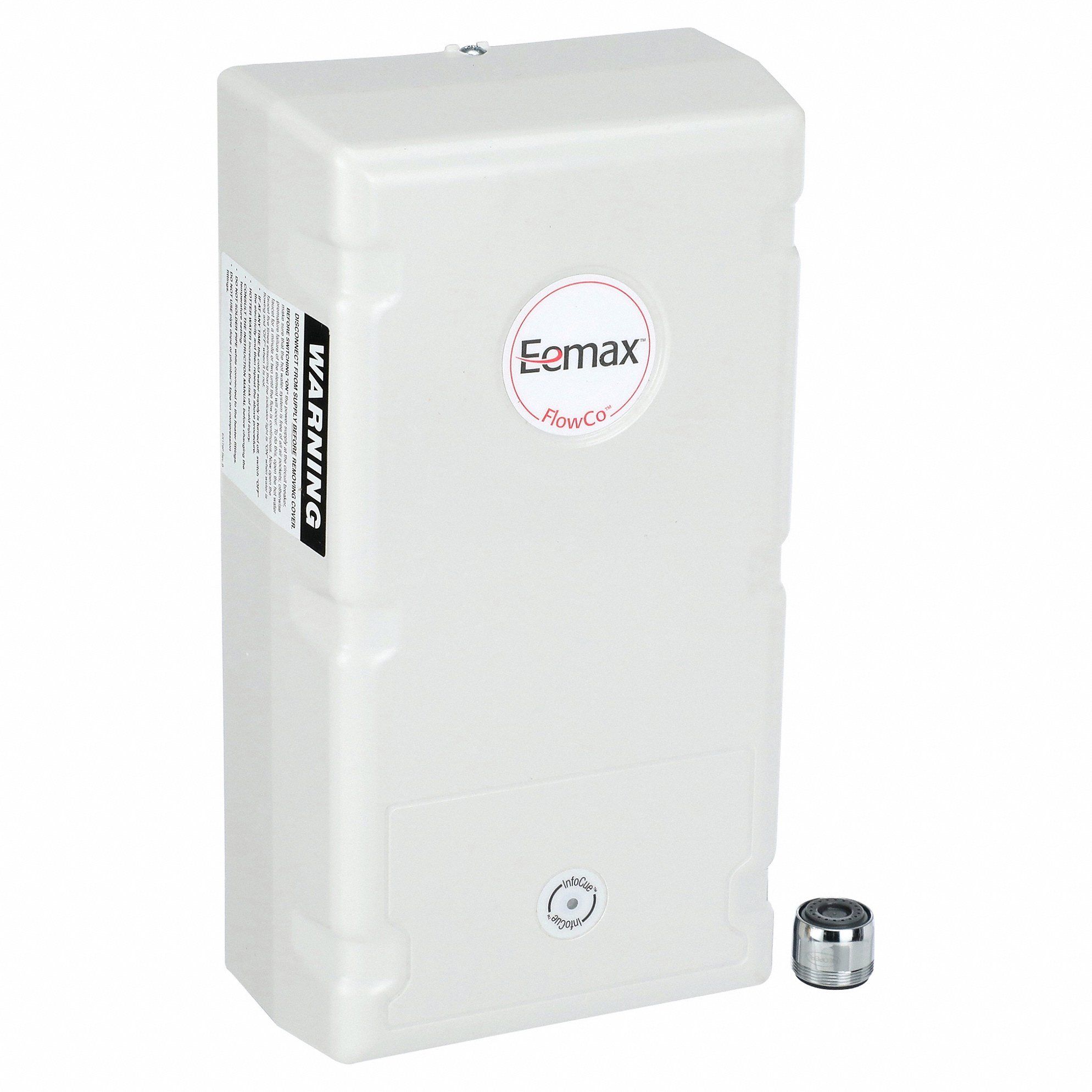 Electric Tankless Water Heater: FlowCo, 120V AC, 3, 000 W, 25 A Current, 1.5 gpm Max. Flow Rate