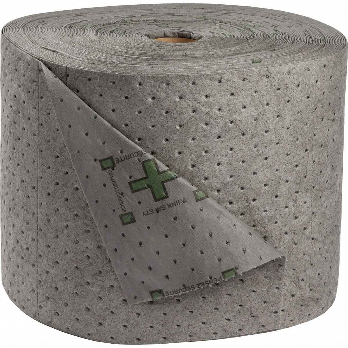Sorbent Roll: Gray, Polypropylene, 300 ft Roll Lg, 15 in Roll Wd, Bale