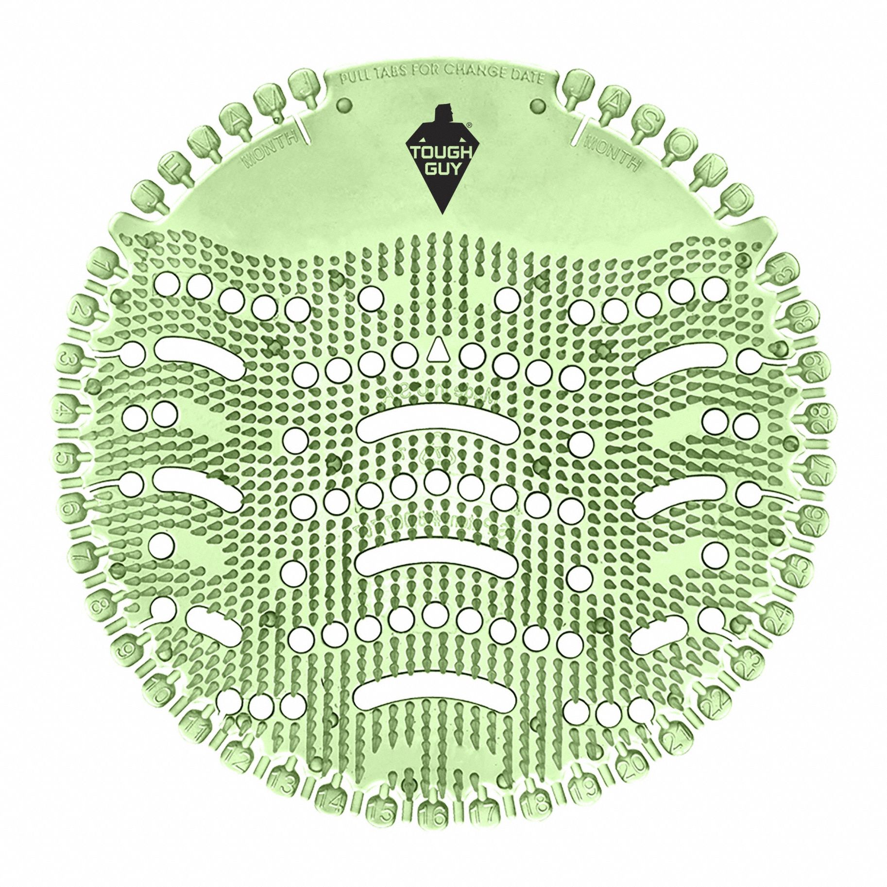 Urinal Screen: Non-Para, Round, 52 g Container Size, Green, Cucumber Melon, Wave 1.5, 10 PK