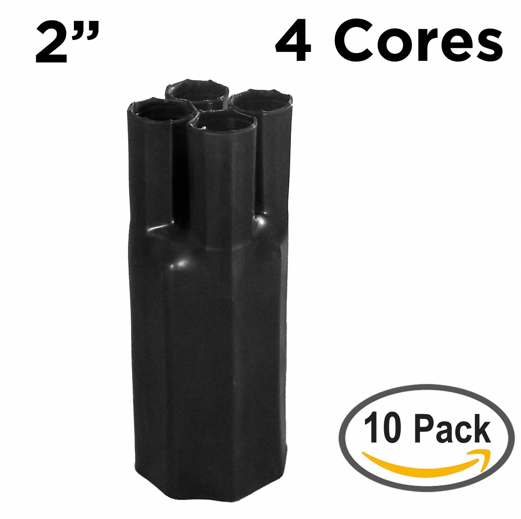 Heat Shrink Breakout Boots: 10 Pk, 2.16 in I.D. Before Shrinking, 5.9 in Lg, Black