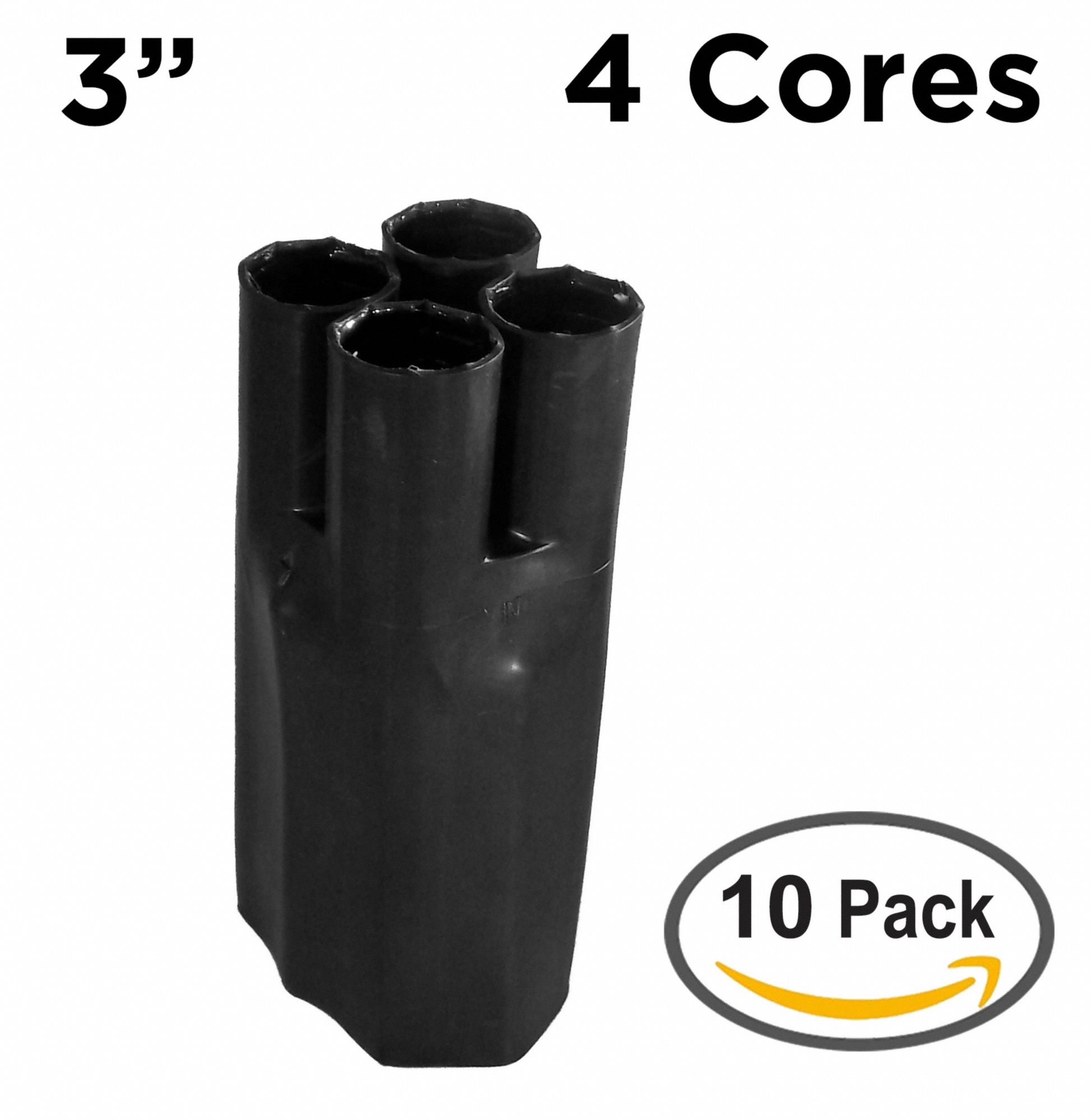 Heat Shrink Breakout Boots: 10 Pk, 2.95 in I.D. Before Shrinking, 7.5 in Lg, Black
