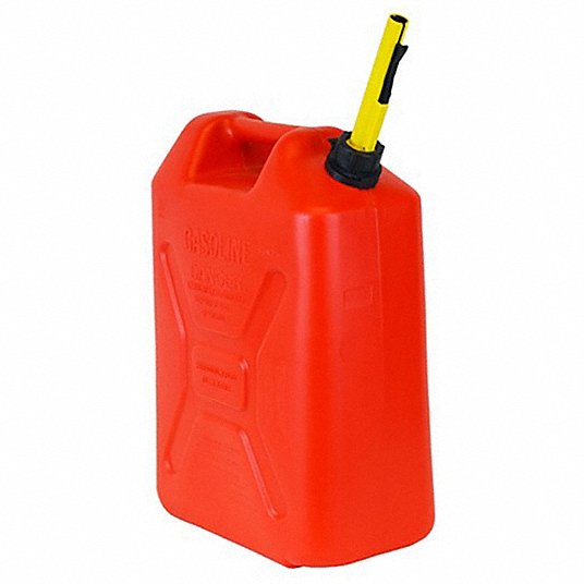 Gas Can: 5 gal Capacity, Self, Red, Plastic