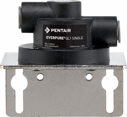 Water Filter Head: 3/8 in, Quick-Connect, 5 3/8 in Overall Ht, 4 5/8 in Overall Wd