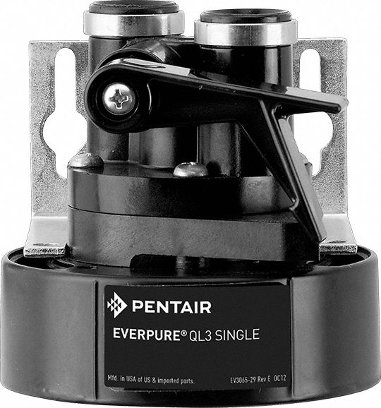 Water Filter Head: 3/8 in, NPT, 3 5/8 in Overall Ht, 3 3/4 in Overall Wd