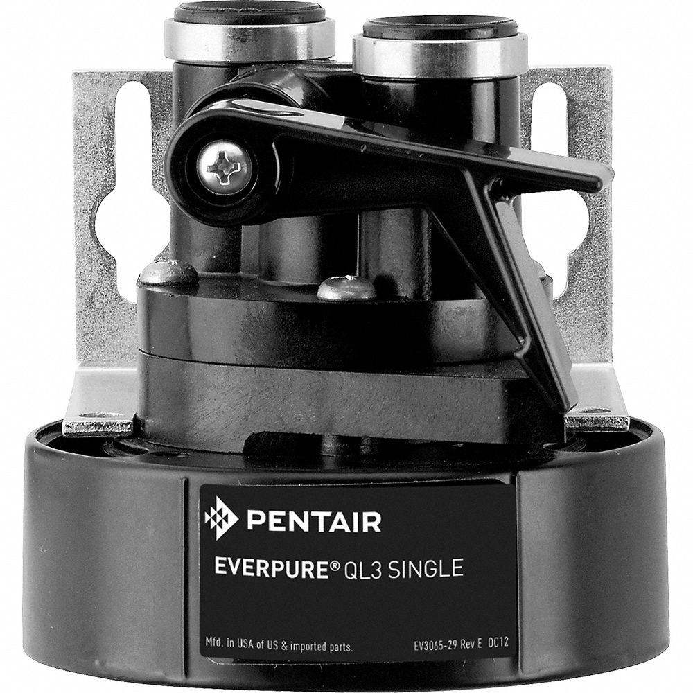 Water Filter Head: 3/8 in, NPT, 3 5/8 in Overall Ht, 3 3/4 in Overall Wd