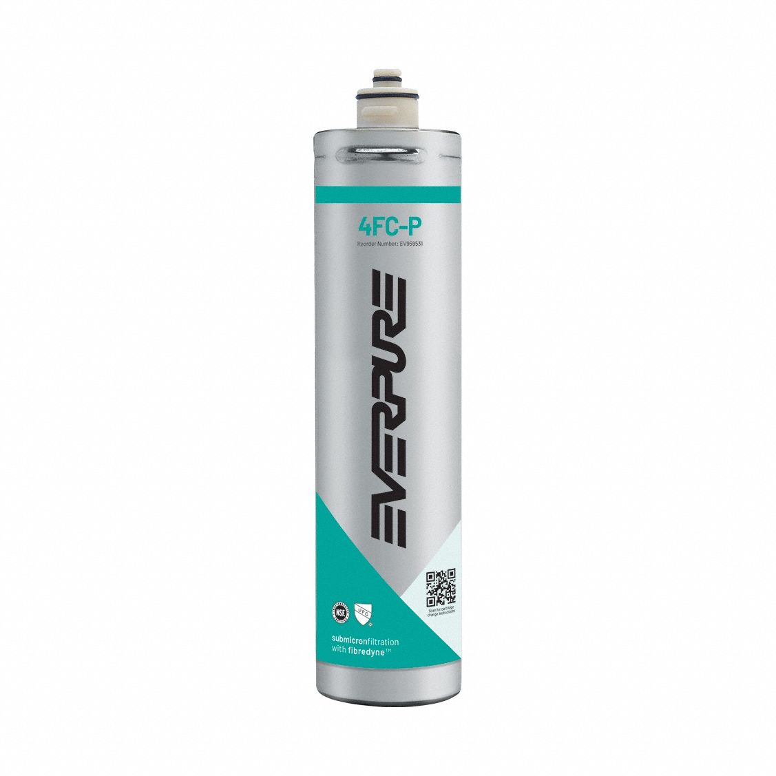 EVERPURE Water Filter Cartridge: 0.5 micron, 1.67 gpm, 4,000 gal, 14 3/4 in Overall Ht (MPN EV959531). Key specifications — Filter Media: Fibredyne II; Brand: EVERPURE.