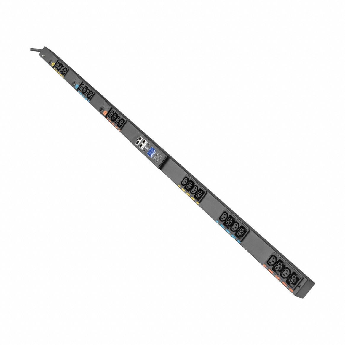 EATON TRIPP LITE PDU: Three-Phase, 120/208V AC, 24 Outlets, (12) C13/(12) C39 Combo Outlets, Metered (MPN EVMA2120A). Key specifications — attr928758: NEMA L21-20P; attr928730: EATON TRIPP LITE; attr1314318: Three-Phase; attr928747: 120/208V AC; attr928761: (12) C39 Combo Outlets; attr928752: Vertical Rack; attr982487: Front or Side.