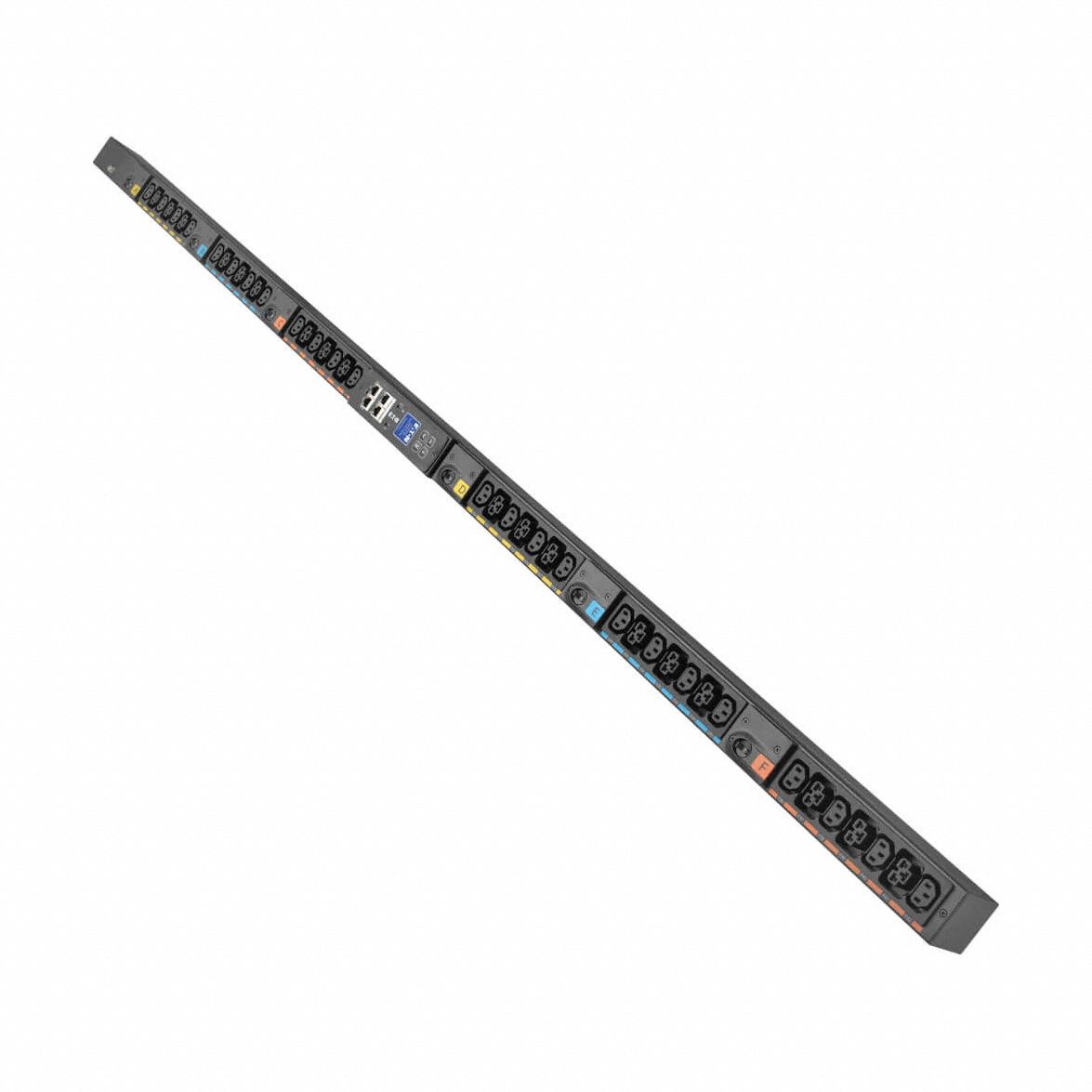EATON TRIPP LITE PDU: Three-Phase, 42 Outlets, (18) C39/(24) C13, Metered, Remote-Monitored, 0 RU (MPN EVMAGU23X-E). Key specifications — attr928758: Universal; attr928730: EATON TRIPP LITE; attr1314318: Three-Phase; attr928761: (24) C13; attr928752: Vertical Rack; attr982487: Front or Side.