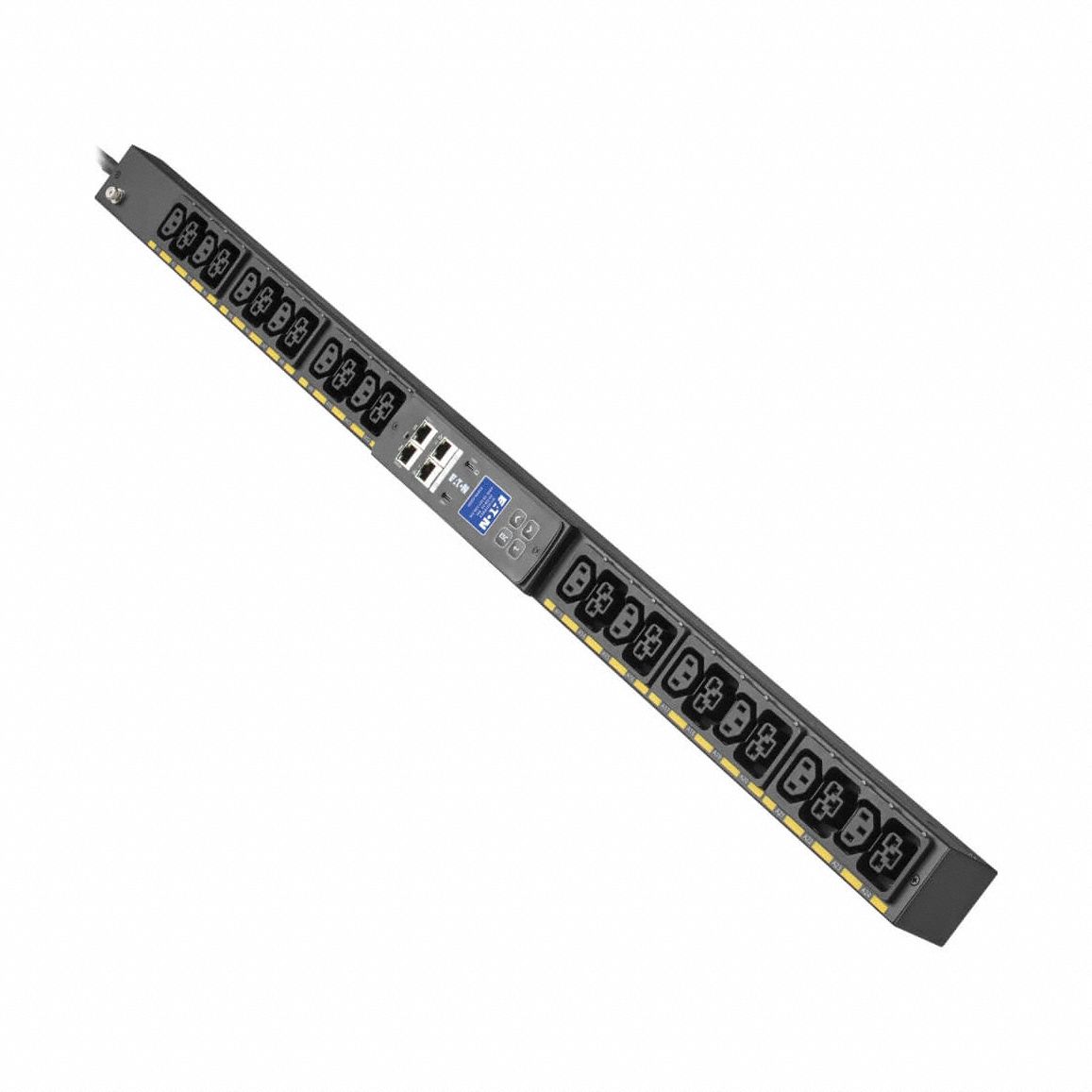 EATON TRIPP LITE PDU: Single-Phase, 240V AC, 24 Outlets, (12) C13/(12) C39 Combo Outlets, Metered (MPN EVMAL620A). Key specifications — attr928758: IEC-320 C20; attr928730: EATON TRIPP LITE; attr1314318: Single-Phase; attr928747: 240V AC; attr928761: (12) C13; attr928752: Vertical Rack; attr982487: Front or Side.