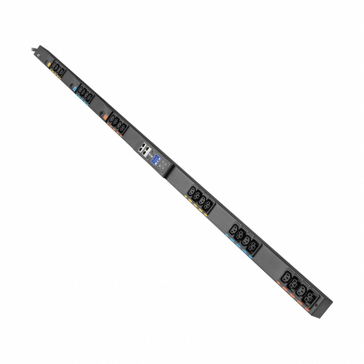 EATON TRIPP LITE PDU: Single-Phase, 208V AC, 24 Outlets, (12) C13/(12) C39, Metered, 0 RU (MPN EVMAL630A). Key specifications — attr928758: NEMA L6-30P; attr928730: EATON TRIPP LITE; attr1314318: Single-Phase; attr928747: 208V AC; attr928761: (12) C39; attr928752: Vertical Rack; attr982487: Front or Side.